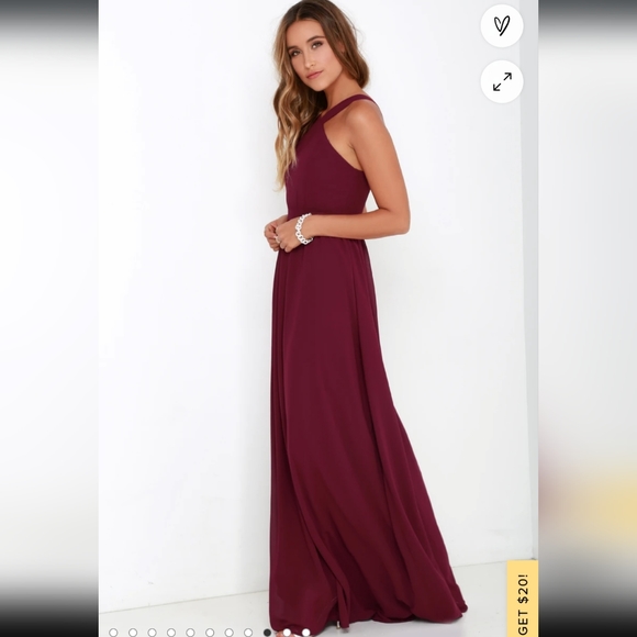 Lulu's Air of Romance Burgundy Maxi Dress - Picture 4 of 5